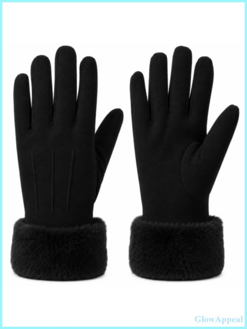 Womens Suede Gloves with Faux Fur Trim, Extra Thick Fleece Lined Winter Gloves